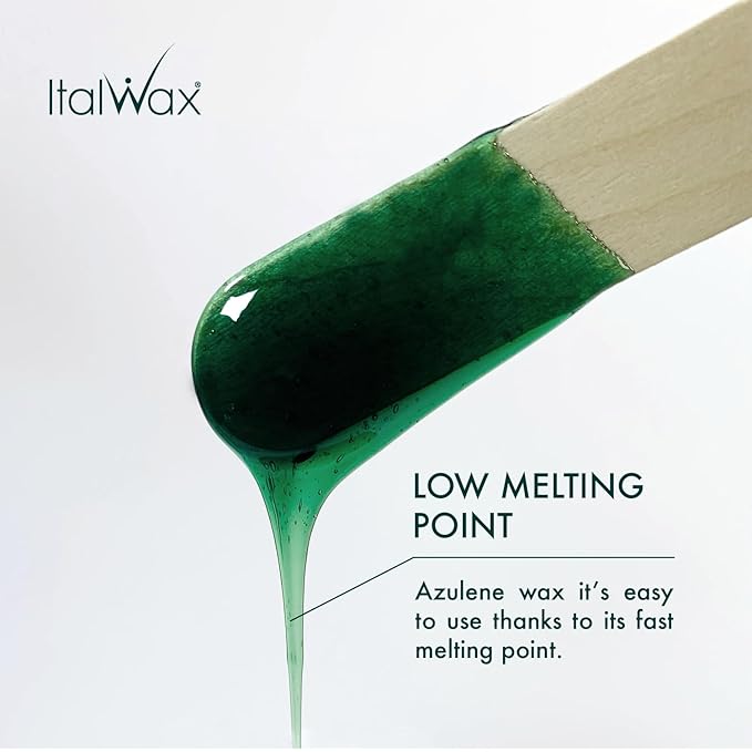 Italwax Azulene - 500g / 1.1lb - Hard wax beads for hair removal - Natural formulation ideal for sensitive skins - Unscented - Recommended for Bikini Area and Armpits