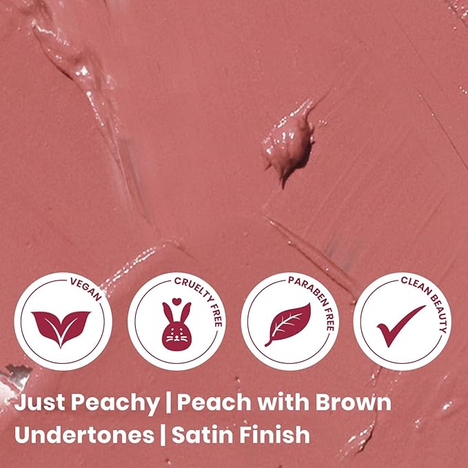 True + Luscious Super Moisture Lipstick | Sheer Cream Lip Color for Lasting Hydration | Hyaluronic Acid Konjac Root Powder | Vegan Cruelty-Free Gluten-Free Flatters All Skin Tones | Just Peachy