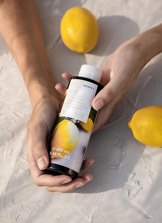 KORRES Renewing Body Cleanser, Basil Lemon Scent, Foaming Shower Gel for Women & Men with Hydrating Greek Botanicals, Body Wash for Smooth Skin, Vegetarian & Cruelty Free, Made in Greece, 8.45 Fl Oz