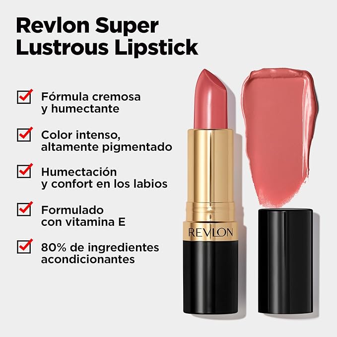 Revlon Super Lustrous Lipstick, Creamy Formula For Soft, Fuller-Looking Lips, Moisturized Feel, 802 Daylight Delight, 0.15 oz