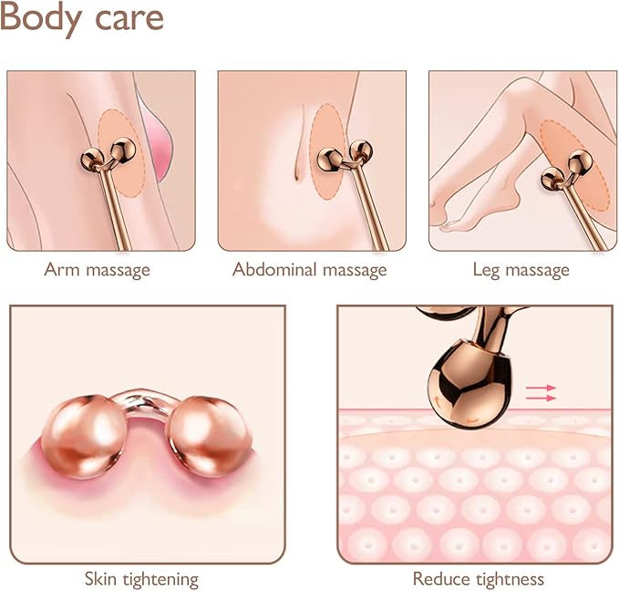 Tekson Face Roller, Facial Metal Massager, Massage Tool for face (Rose)