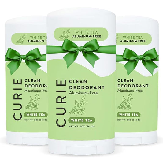 Curie Natural Deodorant for Women - White Tea - Aluminum Free, Clean, Sustainable, Vegan, Paraben Free (3pk)