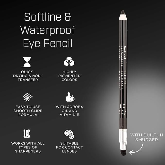 Radiant Professional Black Waterproof Eyeliner Pencil - Eyeliner Waterproof Smudge Proof for Woman - Long Lasting Under Eye Pencil for Smoky Eye - Soft Waterline Eye liner Smudger Tool, Prune (24)