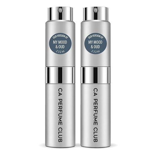 CA Perfume Impression of Oud Satin Mood for Men Amber Woody Scent Long Lasting Cologne for Men Eau De Parfum Travel Size Refillable Atomizer Spray 0.27 Fl Oz 8ml Pack of 2