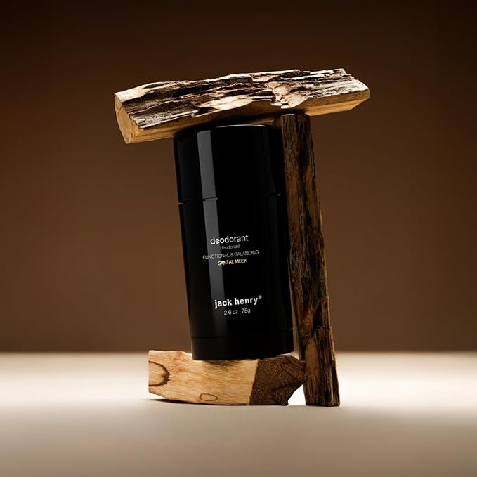 Jack Henry Natural Deodorant for Men & Women, Santal Musk Scent, Aluminum Free Deodorant with Shea Butter, Probiotics, Vegan Plant Based, Long Lasting, Baking Soda Free with Coconut MCT, 2.65 oz