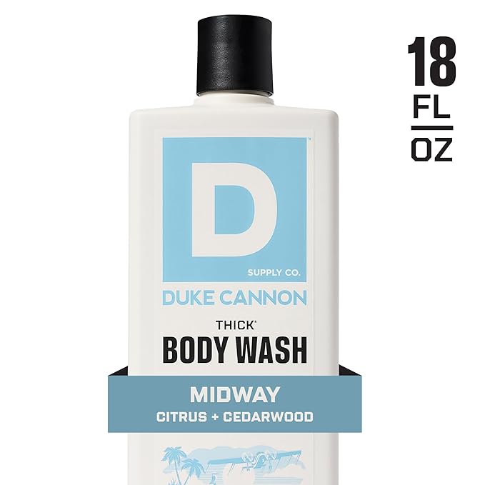 Duke Cannon Supply Co. Thick High Viscosity Body Wash – 3X Thicker, Cleansing Shower and Bath Gel, Mineral-Enriched for Men – Shower Gel – Men’s Body Scrub – Midway (18 oz)