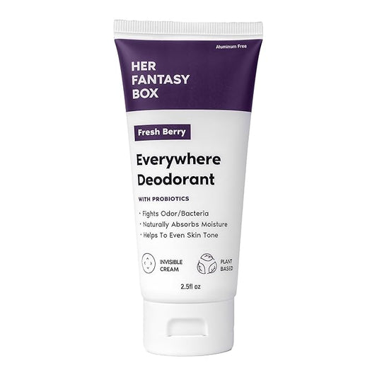 Her Fantasy Box | Everywhere Deodorant | with Probiotics - Berry Scent | Aluminum-Free, Naturally Absorbs Moisture | Fights Odor & Bacteria | Skin-Improving Formula