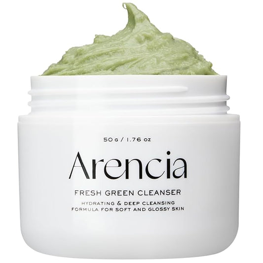 ARENCIA Korean Rice Mochi Face Cleanser & Daily Scrub - Moisturizing, Brightening & Deep-Cleansing - All Skin Types, Vegan, Organic - with Rice Powder, Rice Water & Green Tea (1.76oz)