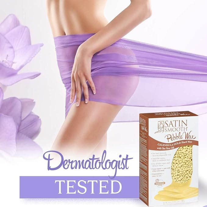 Satin Smooth Hard Wax Beads – Calendula Gold, Pebble Wax for Hair Removal on Coarse Hair, Sensitive Skin & Brazilian Waxing, 35 oz