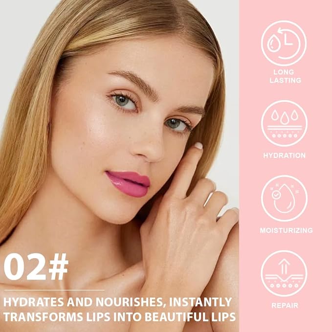 BINGBRUSH Color Changing Lipstick Set, PH Mood Peach Lip Balm and Gloss, Long Lasting Tinted Lip Stain (02# Ice Fairy, 1 Count (Pack of 1))