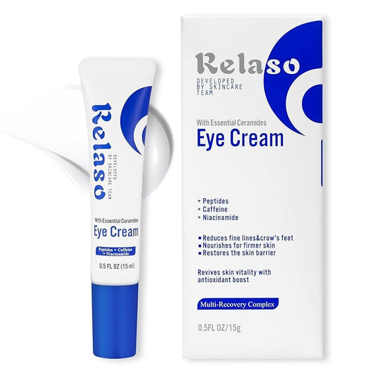 Eye Cream for Wrinkles & Crows Feet - with Essential Ceramides, Peptides & Caffeine & Niacinamide - Reduce Puffiness & Bags Under Eyes, Under Eye Cream for Women & Men, 0.5 Oz