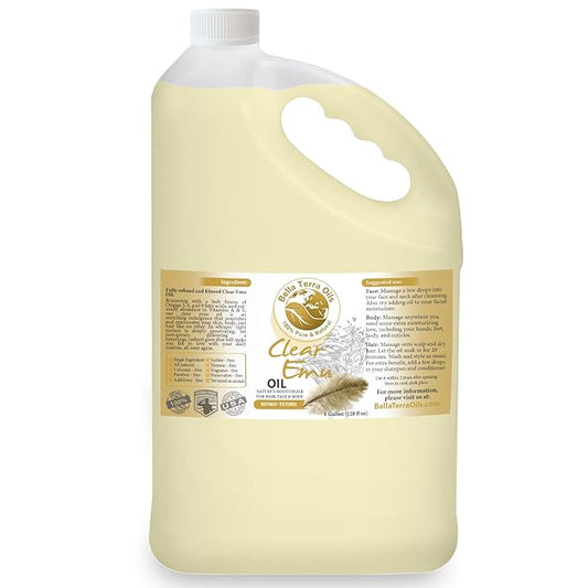 Bella Terra Oils Clear Emu Oil for Hair and Skin – 1gallon, Highly Absorbable, Moisturizing, Non-Greasy, Revitalizing