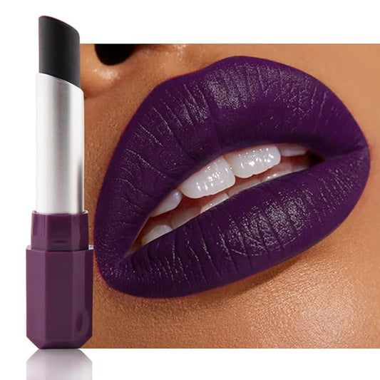 Dark Deep Purple Matte Creamy Lipstick for Women, Longwear Lip Gloss Face Paint Stick, Lip Stick Stain Long Lasting Waterproof Easy Application Full Coverage Velvet Gloss for Party Halloween Makeup 07