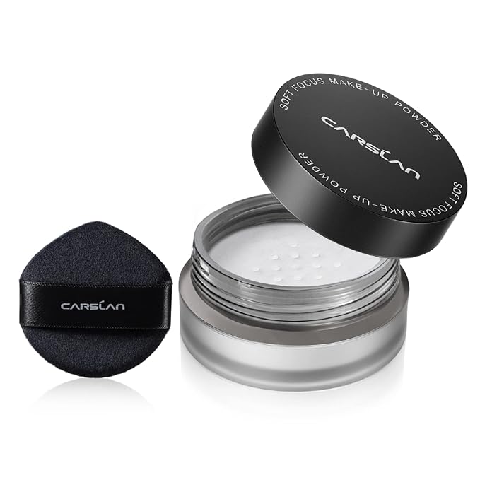 CARSLAN Soft Focus Loose Setting Powder, Waterproof, Matte, Oil Control, Shine Free, Talc-Free Face Powder Makeup, 24H Longwear Finishing Powder, 01 Translucent （Sample）