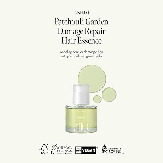 Patchouli Garden Damage Repair Hair Essence – Korean Hair Essence Oil for Damaged Hair w/Patchouli Leaf Water, Protein Complex & Amino Acids – Vegan Leave in Hair Serum (50ml / 1.69 fl. Oz)