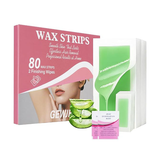 80PCS Wax Strips for Hair Removal, Waxing Kit for Women, Eyebrow Wax Strips & Facial Hair Removal, Sensitive Skin Friendly, Multi-Use on Face, Legs, Bikini Area, Long-Lasting Smoothness