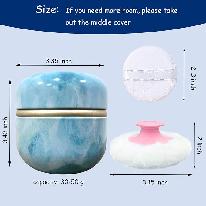 Body Powder Puff and Container for Dusting Powder, Women Powder Puff and Powder Case for Bath and Travel (Summer Dream)