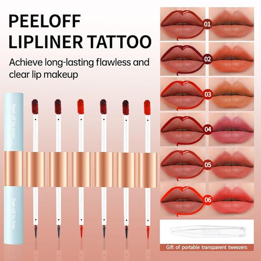 Matte Lip Stain Peel Off Lip Gloss& Lip Liner 2-in-1: One end defines lips with precision liner, the other peels off to reveal long-lasting, waterproof, smudge-proof, transfer-proof matte color.5#