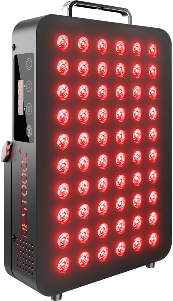 BestQool Red Light Therapy, Dual Chip Clinical Grade LED Device with Near-Infrared Light 660nm 850nm High Power Panel, Ideal for Body, Face, Recovery, Improve Sleep, Skin Health, 105W (Black 60)
