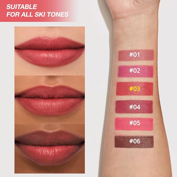 Crimson Matte Lipstick Crayon - High Pigment Creamy Formula, Waterproof Long Lasting, Smooth Glide Application, Non-Sticklipstick, Ultra Thin Lightweight, Velvet Matte Lip Feel for Women 03#