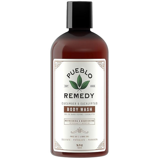 Pueblo Remedy Body Wash, Cucumber & Eucalyptus – Soothing & Invigorating Shower Gel, Vegan & Cruelty-Free, 16.9 Oz