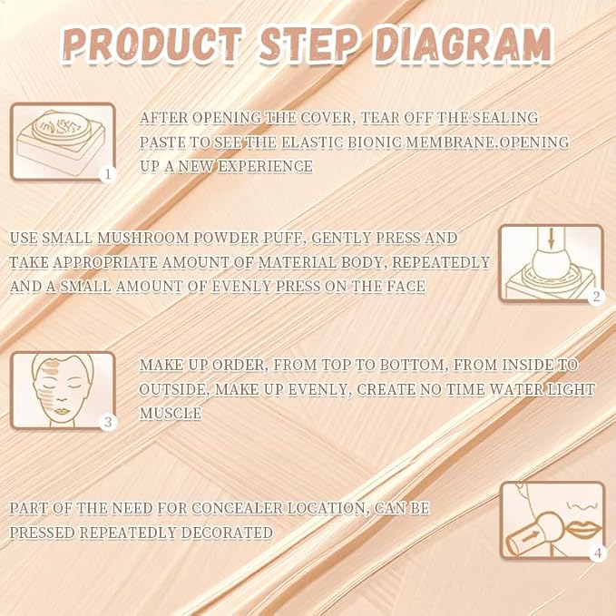 Hush Foundation for Older Women, 2026 New Mushroom Head Air Cushion CC Cream, Full Coverage Foundation for Older Women, BB Cream for All Skin Types (Natural)
