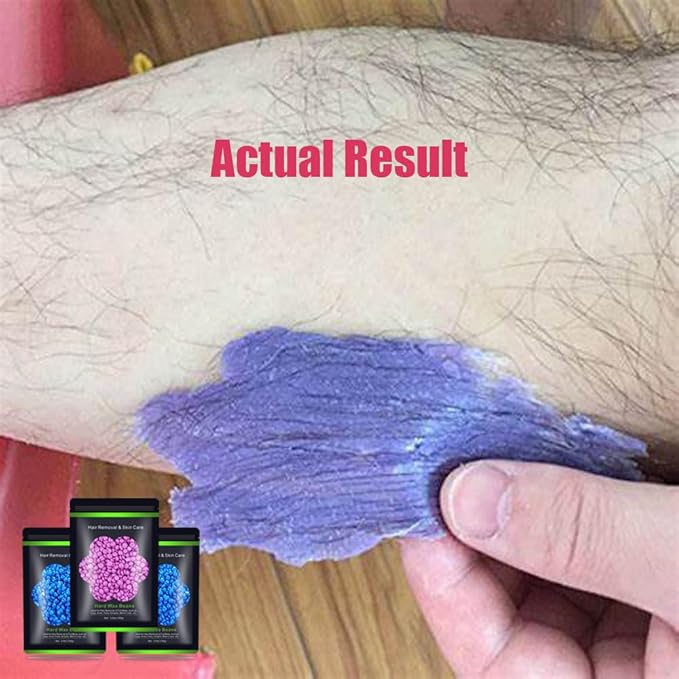 Wax Beads for Hair Removal 10.5oz (300g), Auperwel Hard Wax Beads Beans for Sensitive Skin Brazilian Waxing, Face, Bikini, Eyebrow, Legs, Painless for Women Men, 3 packs Kit with 10 Sticks