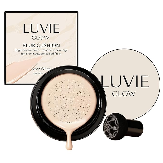 Dulele Cushion Foundation BB Cream, Mushroom Head Air Cushion CC Cream, Moisturizing Concealer Brighten Skin, Full coverage Matte Finish Easy Application for All Skin Types