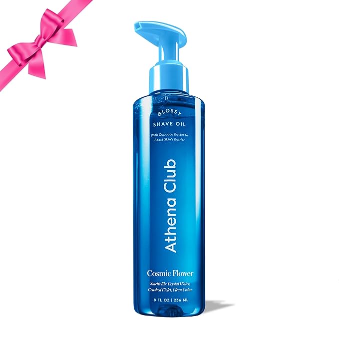 Athena Club Glossy Shave Oil for Women | Cosmic Flower | 8 fl. oz. | Skincare Meets Shave | Luxuriously Smooth Skin | Sensitive-Skin Friendly | Silky Glide | Moisturizing Care