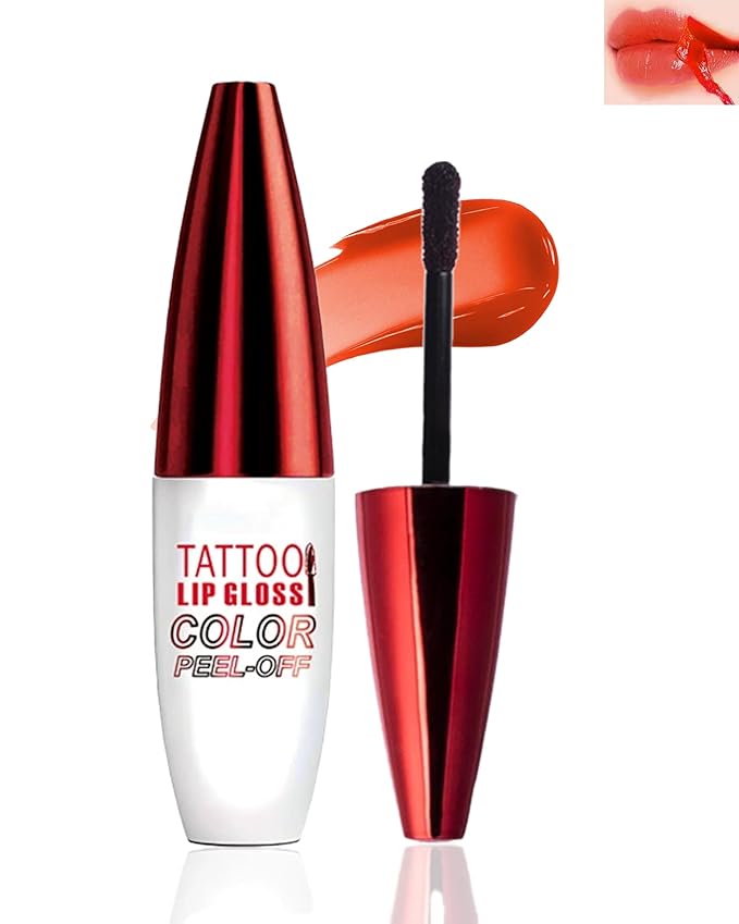 Peel Off Lip Stain Tattoo Lip Gloss,Red Matte Lip Liner Stain Peel Off Waterproof Long Lasting,Highly Pigmented Transfer-Proof Nude Lips Tint Non-Stick Tinted Liquid Lipstick Makeup for Women-03