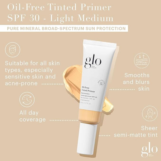 Glo Skin Beauty Oil-Free Tinted Primer SPF 30, (Light Medium), 1.7 oz - Mineral Makeup for Face, 4-in-1 Foundation Primer, Sheer Coverage, Skincare & Sunscreen With Broad Spectrum UVA/UVB Protection