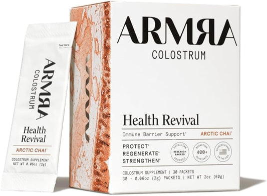 ARMRA Colostrum™ Powder | Arctic Chai | Gut Health & Bloating | Skin & Hair | Immunity | Keto, Gluten & Fat-Free | 30 Servings