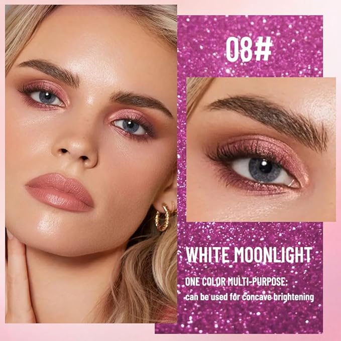 Pearlescent mini Eyeshadow Highly Pigmented Blend Matte & Shimmer EyeShadow,Cream Moisturizing Waterproof&Long Lasting Eye Makeup Natural Luminous Makeup Look (B08, 1 Count (Pack of 1))