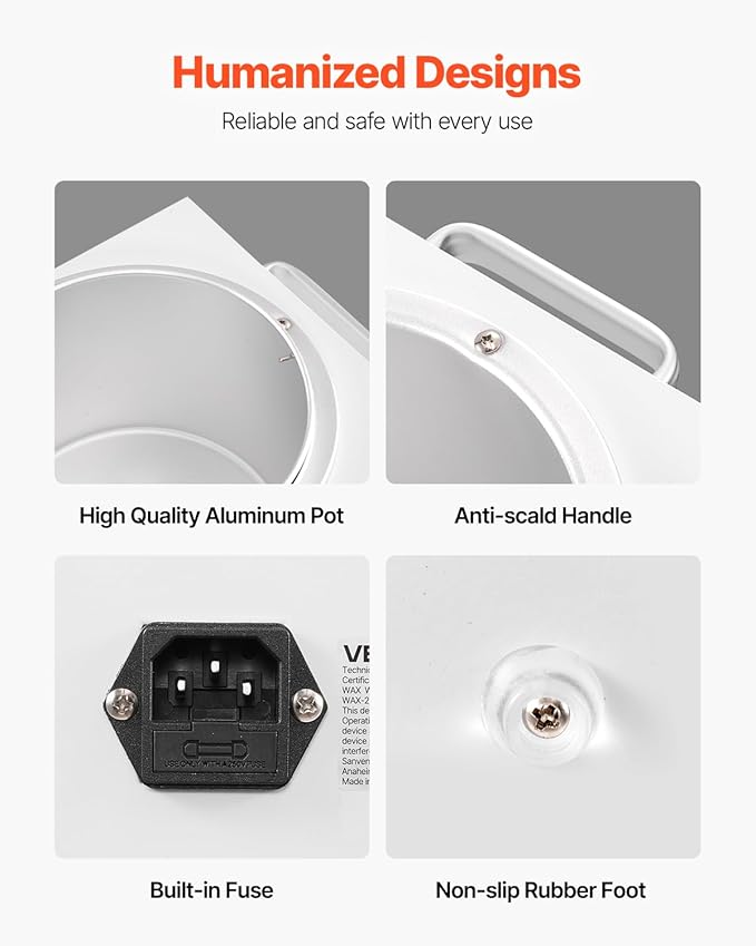 VEVOR Single Wax Warmer, 3000ML 300W Professional Wax Warmer for Hair Removal, 32 ℉ to 248 ℉ Adjustable Electric Waxing Heater Pot with 100PCS Sticks & 50PCS Papers for Home Use, Beauty Salon, Spa