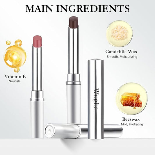 2 PCS Tinted Lip Balm Hydrating Sheer Natural Glossy Lip Care Balm for Repairing Dry Lips Lightweight Black Candy Color Non-Sticky Lipstick Makeup for All Skin Tones