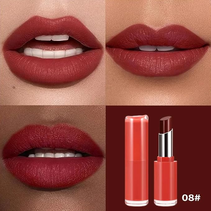 Matte Creamy Lipstick for Women, Long Lasting Waterproof Velvet Lipstick, Lip Stick Crayon Buildable Blendable Creamy Color, Moisturizing Longwear Lip Makeup 08#