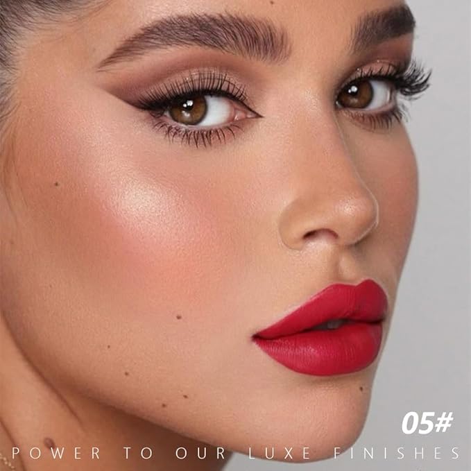 Ruby Red Matte Creamy Lipstick for Women, Longwear Lips Gloss Face Paint Stick, Lip Stick Stain Long Lasting Waterproof Effortless Application Full Coverage Velvet Gloss for Party Halloween Makeup 05