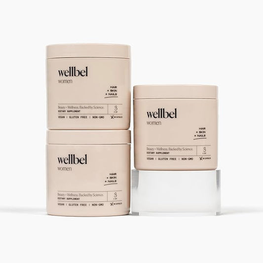 WELLBEL Women Clean Supplement for Hair, Skin, and Nails, Vegan, Gluten Free and Non GMO 90 Count (3 Pack)