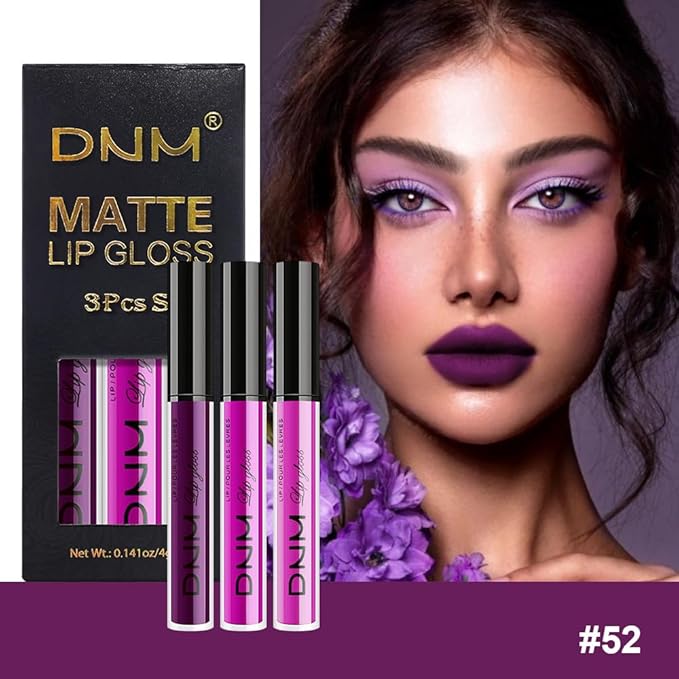 evpct 3Pcs Purple Hot Pink Fuchsia Red Matte Liquid Lipstick Lip Stain Sets for Women, Matte Lipstick Long Lasting Waterproof Permanent 24 Hours original, Lip Sticks Pack for Halloween Daily Makeup