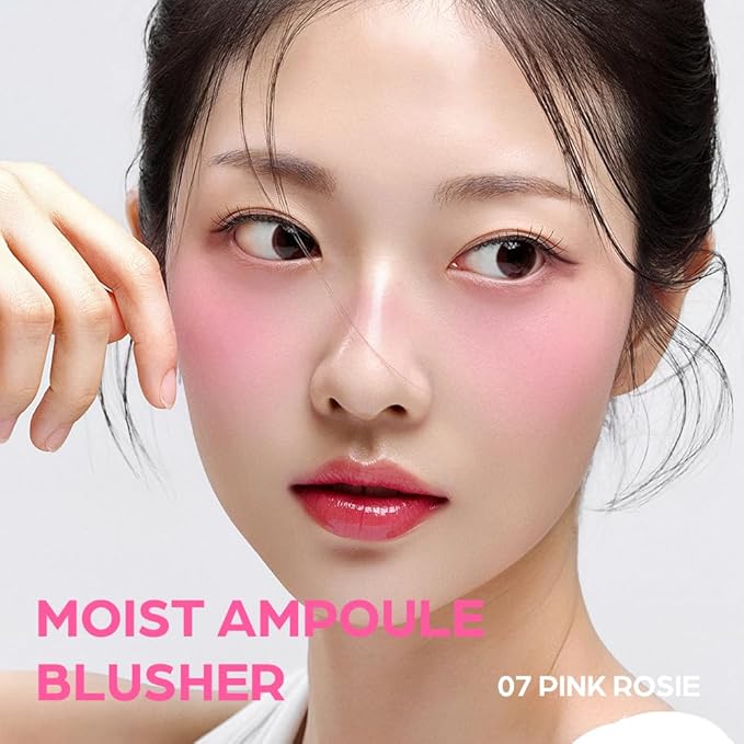 Moist Ampoule Blusher with 50% Moisture Essence | Hydrating & Long-Lasting Blush | 0.68fl.oz (9 Shades) - Pink Rosie