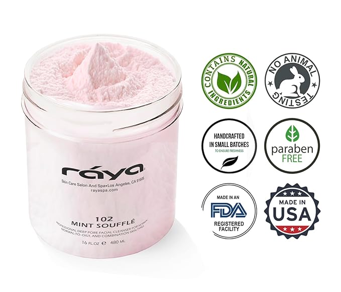 Raya Mint Soufflé Facial Cleanser 16 oz (102) | pH Balanced Face Wash for Oily and Combination Skin| Helps Clear Clogged Pores and Smooth Complexion