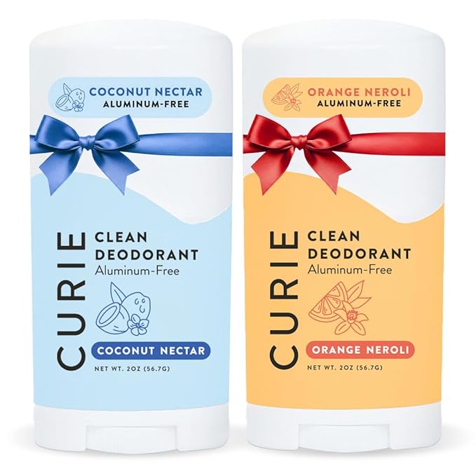 Curie Natural Deodorant for Women - Orange Neroli + Coconut Nectar - Aluminum Free, Clean, Sustainable, Vegan Paraben Free (2pk)