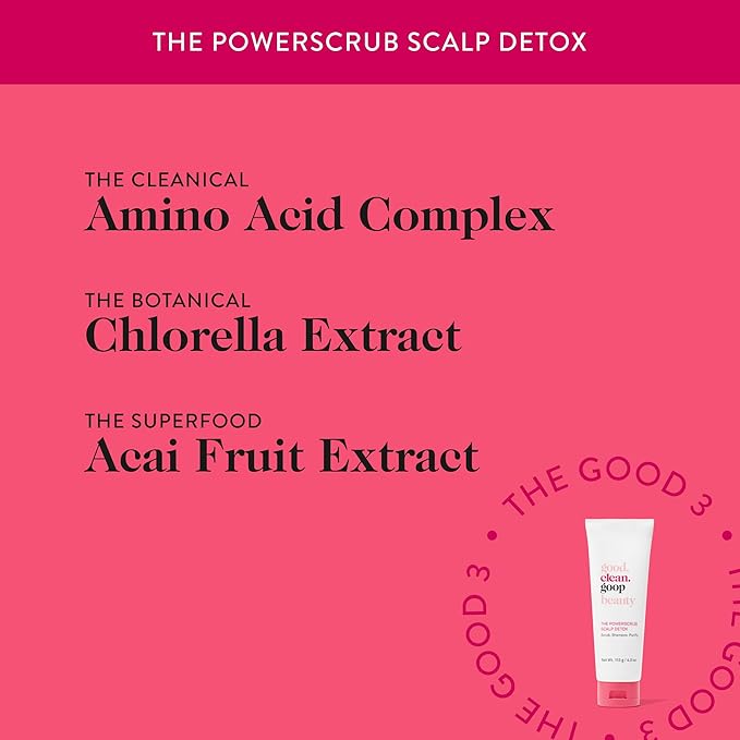 good.clean.goop beauty The Powerscrub Scalp Detox | Clarifying Shampoo to Detoxify Hair and Scalp | Salt Scrub with Vitamin E, Amino Acids & Chlorella Extract | Cruelty-Free & Vegan Shampoo | 4 Fl oz