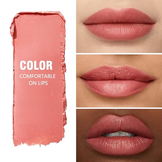 Nude Pink Matte Lipstick Crayon for Women, 24 Hour Lipstick Lip Liner Pencil Long Lasting Waterproof Smudge Proof, Vegan & Cruelty-Free, Neutral lip liner marker Easy Application Full Coverage B03#