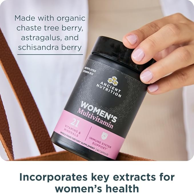 Ancient Nutrition Multivitamin for Women, Multi Women's, Vitamin D, C, B12, Zinc, Magnesium, Supports Healthy Immune System and Bone Health, 90 Ct