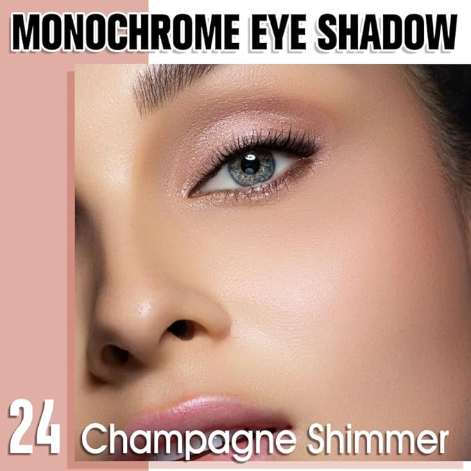 Champagne Shimmer Single Eye shadow Palette Makeup, Shimmer Sparkle Glitter Eyeshadow For Mature Women, Pigmented Waterproof Sombras Para Ojos, Vegan, Talc, Paraben&Cruelty Free, Girls Eyeshadows Gift