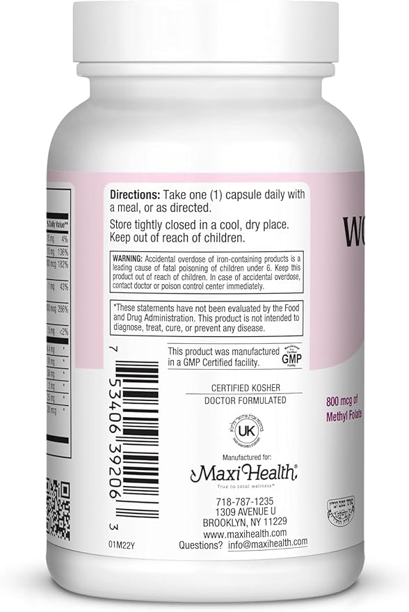 Womens Multivitamin – Essential Multivitamin for Women with 23 Key Vitamins C, D, B6, B12, Calcium, Probiotics, Biotin & More – Energy, Skin, Nails & Gut Health Support – Kosher (60 Capsules)