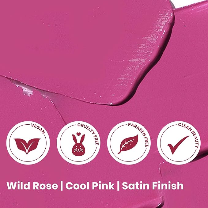 True + Luscious Super Moisture Lipstick | Satin Cream Lip Color for Lasting Hydration | Hyaluronic Acid Konjac Root Powder | Vegan Cruelty-Free Gluten-Free Flatters All Skin Tones | Wild Rose