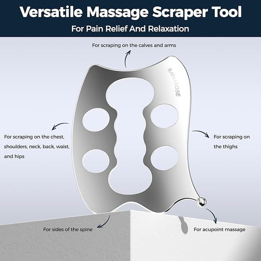 3-in-1 Stainless Steel Muscle Scraper Tool Set – Gua Sha & Physical Therapy Tools for Deep Tissue Massage, Myofascial Release, Muscle Knot Relief & Pain Reduction