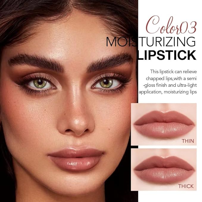 Mauve Brown Tinted Lip Balm, Hydrating Sheer Soft Matte Finish Lipstick for Women, Creamy Natural Color Lip Tint Balm Lightweight And Non-greasy Lip Glow Long Lasting Waterproof for Dry Lips 03#